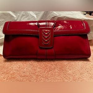 13x6  patent red Clutch red & gold color buckle with snap on front never used